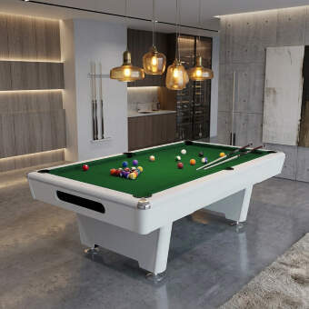 Бильярдный стол для пула Dynamic Billard Triumph Plus 8 футов матово-белый в комплекте, аксессуары и сукно